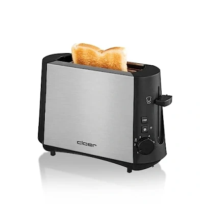 Obrázek Cloer 3890 jednoduchý toustovač, mini toustovač pro 1 600 W, &quot;funkce rozmrazování&quot;, zásuvka na drobky, dodatečné zařízení, matovaný tepelně izolovaný kryt z ušlechtilé oceli