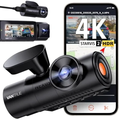 Obrázek VANTRUE N4 Pro 3 HDR 4K+ 1080P+ 1080P STARVIS 2 Dashcam Auto, 5G WiFi PlatePix™ Dash Cam GPS 360 Puffer parkovací monitorování Auto kamera, IR noční vidění, hlasový příkaz, režim soukromí, 2.45&quot;