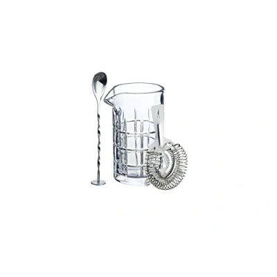 Obrázek BarCraft Cocktail Rührglas mit Rührlöffel und Sieb (3 teiliges Set), Glas, Farblos, 9.5 x 11 16.5 cm