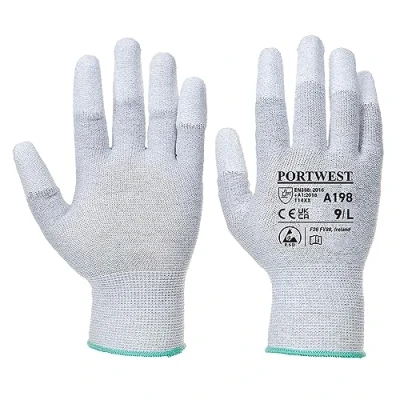 Obrázek Portwest Antistatischer PU Fingerspitzen Handschuh, Größe: S, Farbe: Grau, A198GRRS