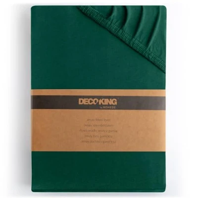 Obrázek DecoKing napínací prostěradlo 200x220 220 x 240 cm 100% česaná bavlna zelená prostěradla Jersey Boxspring postel Amber 200