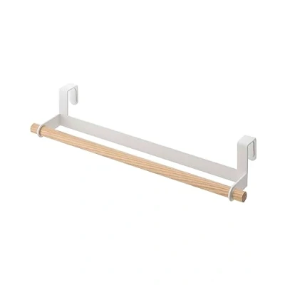 Obrázek Yamazaki 3153 Tosca držák na ručníky L, bílý, ocel/dřevo, minimalistický design, 33 x 7,5 6 cm (DxŠxV)