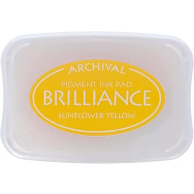 Obrázek Tsukineko Brilliance Stempelkissen Gelb, Sunflower Yellow Groß Beständig Gegen Ausbleichen, Deckend, Wasserfest Embossing, 9,9 x 6,8 1,9 cm