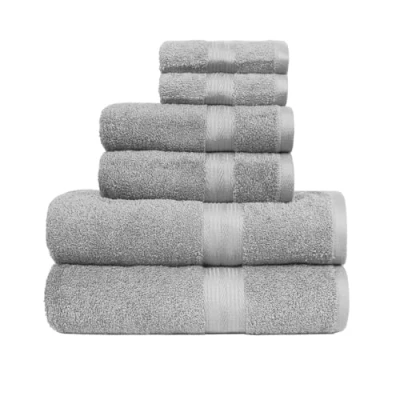 Obrázek Sada ručníků Amazon Basics, odolné proti vyblednutí, 2 osušky, ručníky a žínky, šedá, 100% bavlna 500 g/m²