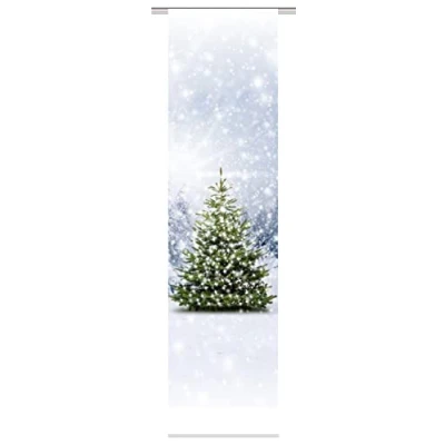 Obrázek Home fashion Vánoční stromeček posuvný závěs, látka, zelená, 245 x 60 0,1 cm