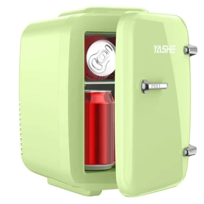 Obrázek YASHE mini chladnička, 4litrová chladnička na kosmetiku, nápoje, 220 V AC/ 12 DC, termoelektrické chlazení a topení, malá pro ložnici, kancelář, obytný domov, auto (zelená)