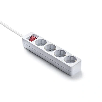 Obrázek Famatel Leiste Ecosockets 4 Steckdosen Mit Ein Ausschalter 1,5 Meter Bis 3680W Kindersicherung Ausrichtung der auf 45º Verhindert versteckten Verbrauch Weiß, 9/704