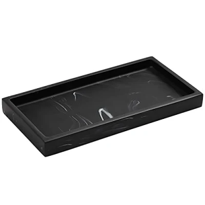 Obrázek Luxspire Podnos do koupelny, pryskyřice Vanity Dresser Talíř Organizér Dekorace Obdélníková deska pro tkaninu, svíčky, ručník, koupelna uložení šperků Malá rostlina Dekorační inkoust