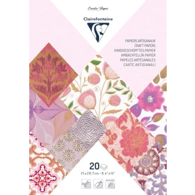 Obrázek Clairefontaine 95093C Block verleimt mit 20 Bögen Papier aus aller Welt (21 x 29,7 cm, geeignet für Scrapbooking) 1 Pack violett