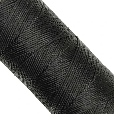 Obrázek LINHASITA, Cívka příze, navoskovaná, 100 g / 170 metrů, tloušťka: 1 mm, polyester, macramé 30 barev metros černá