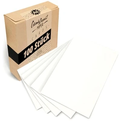 Obrázek Japun bílé prázdné pohlednice, sada papírových karet (100 kusů) pro vlastní tvorbu, popisování nebo tisk 300 g/m² DIN A6 105 x 148 mm