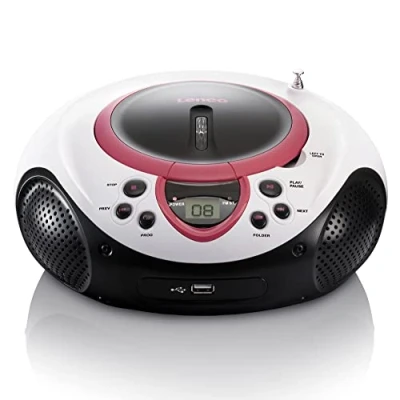 Obrázek Lenco Dětské rádio CD přehrávač SCD 38 přenosné FM s CD/MP3 přehrávačem a USB v růžové barvě
