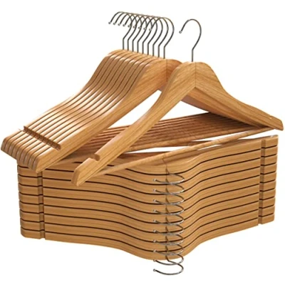 Obrázek Utopia Home Premium Kleiderbügel Holz 20 Stück, Holzbügel mit 360 Grad Drehbarem Haken, Rutschfester Hosensteg Natürliche