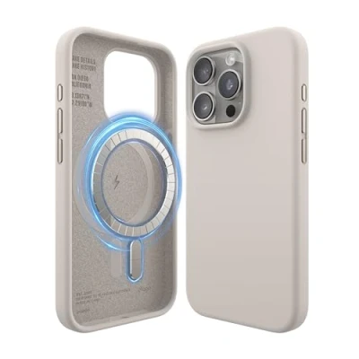 Obrázek elago Magnetické silikonové pouzdro kompatibilní s iPhone 15 Pro, se všemi díly příslušenství MagSafe, zabudované magnety, kompletní ochranou