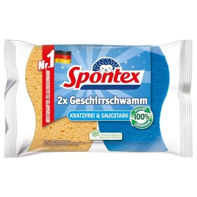 Obrázek Spontex Houbička na nádobí v balení po 2 kusech, neškrábe a silně savá
