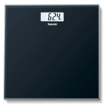 Obrázek Beurer GS 10 Black digitální váha, s LCD displejem, ukazatel přetížení, automatické vypínání, plochý a elegantní černý design ze skla