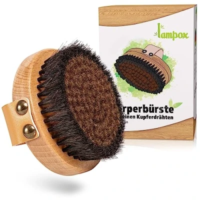 Obrázek lampox kartáč na tělo, obličej s jemnými měděnými dráty, měděný kartáč, suchý do koupele, energetický mědí, záda, lymfodrenáž (kulatý tělo)