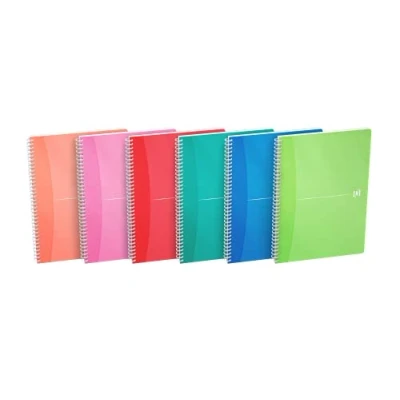 Obrázek Oxford Spirálový poznámkový blok A4 čtverečkovaný, My Colours, 180 stran, 4 z 6 barev, 5 kusů
