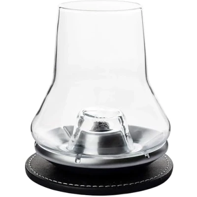 Obrázek PEUGEOT Sada sklenic na whisky s 1 sklenicí, kovovou základnou, táckem, objem: 38 cl, Les Impitoyables, 266097, 9,3 x 10 cm, průhledná