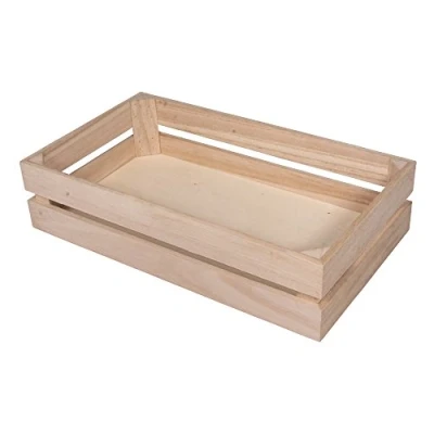 Obrázek Rayher 62728000 dřevěná bedna s lamelovým vzhledem, 35,5 x 20,3 8,4 cm, dřevo certifikováno FSC, plus 2 nástěnné háčky, topolové hladce broušené, laťková k pomalování, přírodní