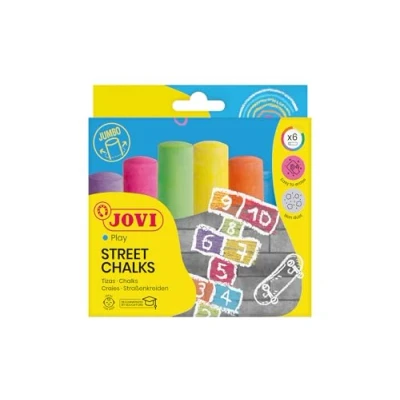 Obrázek Jovi Straßenkreide Classcolor, staubarm, sehr gute Farbabgabe, leicht abwischbar, Durchmesser 2,0,cm, 6 Stück in einer Schachtel