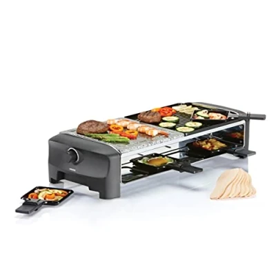 Obrázek Princess Raclette gril / kamenný až pro 8 osob s pánvičkami a nastavitelným termostatem, 162820 01.162820.01.001, černý