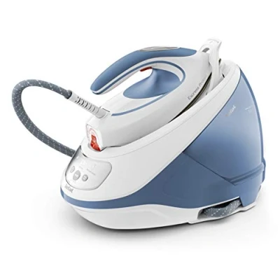 Obrázek Tefal parní žehlicí stanice Express Protect SV9202 výkonný tlak 7,5 barů ráz: 520 g/min 1,8 l nádrž na vodu technologie Smart Temp odnímatelný vápencový kolektor extra tichá modrá