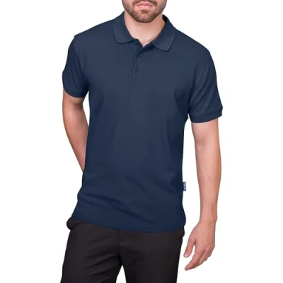 Obrázek HRM pánské Heavy Polo I Premium Shirt ze 100% bavlny Basic Polohkošile lze prát do 60 C Vysoce kvalitní &amp; udržitelné oblečení Workwear, Námořnická modrá