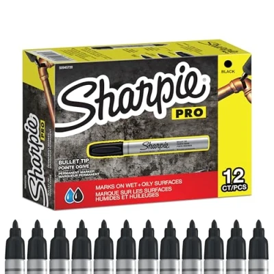 Obrázek SHARPIE Permanentní popisovač s kovovým pouzdrem malá špička náplně černý inkoust 12 kusů