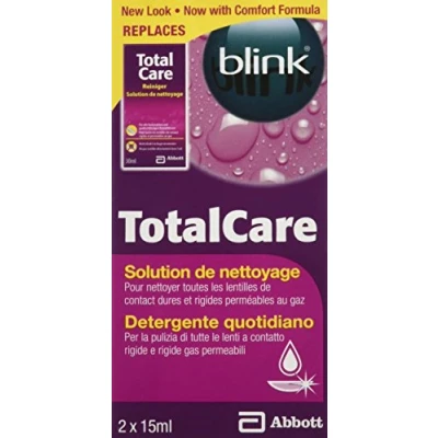 Obrázek AMO Čistič blink TotalCare čisticí roztok pro každodenní čištění povrchů tvrdých kontaktních čoček 2 x 15 ml
