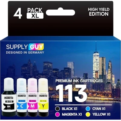 Obrázek Supply Guy 4X inkoust kompatibilní s Epson 113 Multipack pro Ecotank ET 16150 5100 5150 5160 5170 16600 16650 5800 Series 5850