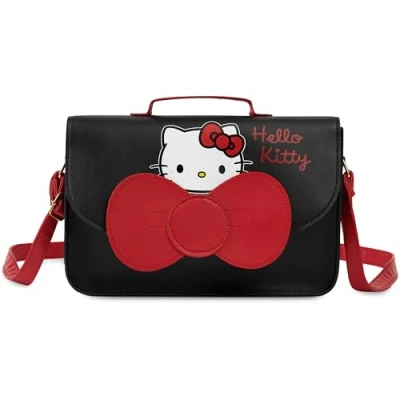 Obrázek Hello Kitty Kabelka pro dívky, taška přes rameno s nastavitelným popruhem dárky dívky a teenagery, černá/červená