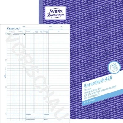 Obrázek Pokladní kniha Avery Zweckform 426 (A4, podle průchodky 300, 100 listů), bílá (český jazyk nelze zaručit),