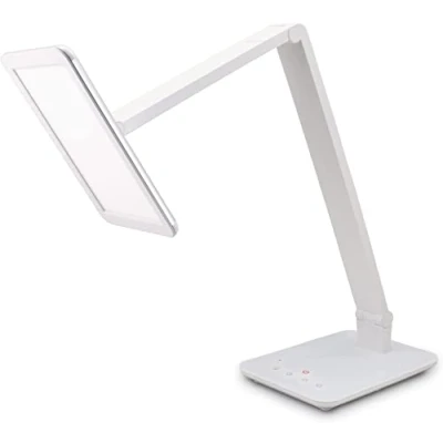 Obrázek FeinTech LTL00100 LED lampa na psací stůl barva světla teplá bílá až studená stmívatelná 550 lm, hliník, ABS plast, akrylové sklo, bílá, 37 x 15 43. 5 cm