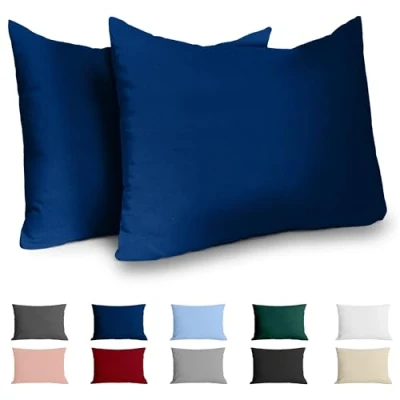 Obrázek Dreamzie povlak na polštář 50 x 70 Renforcé bavlna (2dílná sada) tmavě modrá hustě tkaná s 57 vlákny/cm² cm certifikováno Oeko Tex