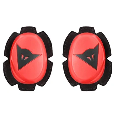 Obrázek Dainese Pista Knee Slider, polyuretanové koleno motocyklu, chránič kolen rovnoměrný kontakt s sjezdovkou a asfaltem, motocyklový jezdec se suchým zipem, červená Fluo/černá