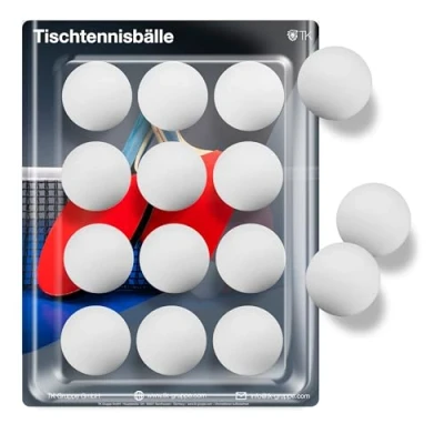 Obrázek TK Gruppe Timo Klingler 12x míčky na stolní tenis míče bílé Sada Míček 40 mm Ping Pong pro trénink a soutěže uvnitř i venku