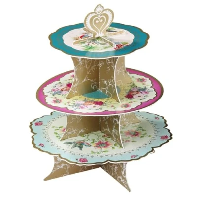 Obrázek Talking Tables Truly Scrumptious třívrstvý stojan na koláče s pestrým květinovým vzorem pro kávové věnce, svatby a narozeniny