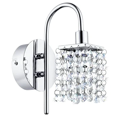 Obrázek EGLO LED nástěnná lampa Almonte, nástěnné svítidlo koupelna, do koupelny z kovu v chromu a křišťálu čirá, vlhkých místností teplá bílá, G9, IP44