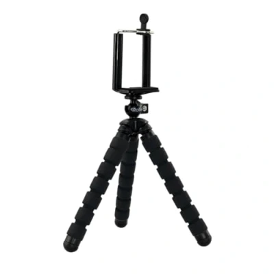 Obrázek Rollei Selfie mini flexibilní stativ vč. kulové hlavy a adaptéru na chytrý telefon; robustní, stabilní, svinutý, ohebný, s protiskluzovými gumovými nožkami černý
