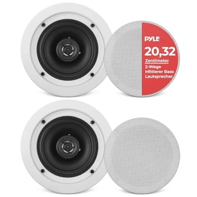 Obrázek Pyle Deckenlautsprecher, 200W Einbaulautsprecher, Deckenlautsprecher Bluetooth, Wandlautsprecher, Ceiling Speaker, 16.5cm Flache Deckeneinbaulautsprecher, 2 Wege Lautsprecher, Midbass Woofer