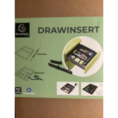 Obrázek Exacompta Zásuvková vložka Drawinsert 316014D (se 4 odnímatelnými křídly, 100% z recyklovaného plastu, pro zásuvky), 1 kus, černá