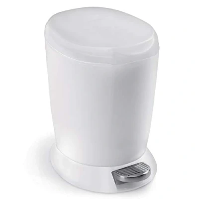 Obrázek simplehuman CW1318 6 litrů, kulatý kbelík, malý odpadkový koš koupelna kancelář ložnice, bílý plast, záruka 5 let