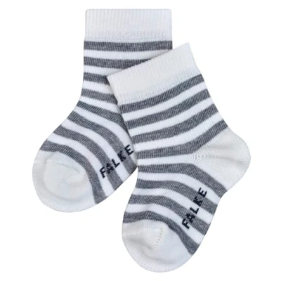Obrázek FALKE Unisex Baby Stripe ponožky prodyšné trvale udržitelné bavlna dětské šetrné k pokožce protiskluzové pruhované elastická zóna na kotníku pro lepší usazení 1 pár, Bílá (Off White 2041)