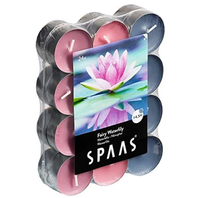 Obrázek SPAAS 24 Duft Teelichter Farben sortiert, ± 4,5 Stunden Fairy Waterlily, D 39 mm x H 16