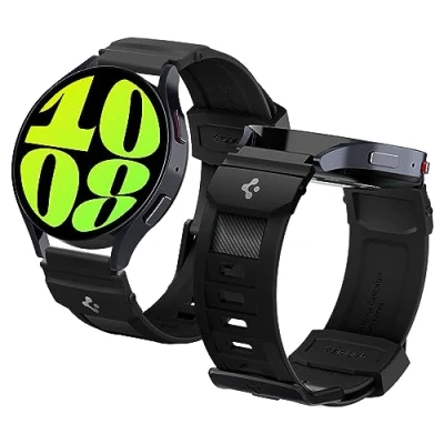 Obrázek Spigen Rugged pásek náramek kompatibilní s Galaxy Watch 7 40 mm/44 mm (2024) FE 6/6 Classic 5/5 Pro 4/4 a všechny chytré hodinky šířkou 20 matná černá, Klasické