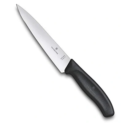Obrázek Victorinox Swiss Classic, profesionální porcovací nůž, extra ostrá čepel, rovný brus, 15 cm, plastová rukojeť, nerezová ocel, černý