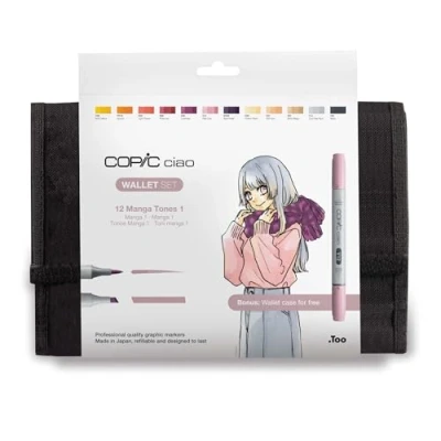 Obrázek COPIC Ciao Marker 12dílná sada manga &quot;Witch&quot; v peněžence, univerzální layoutmarker se středně širokým a jedním štětcovým hrotem