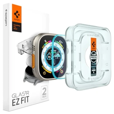 Obrázek Spigen Sklo. tR EZ Fit ochranná fólie kompatibilní s Apple Watch Ultra 2/1, 49 mm, 2 kusy, odolná proti poškrábání, tvrdostí 9H