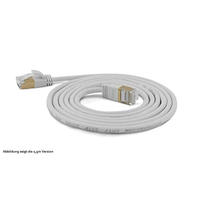 Obrázek wantecWire Extra tenký propojovací kabel CAT.7 kabel, CAT.6 konektor stíněný SSTP, délka 0,1 m, šedý